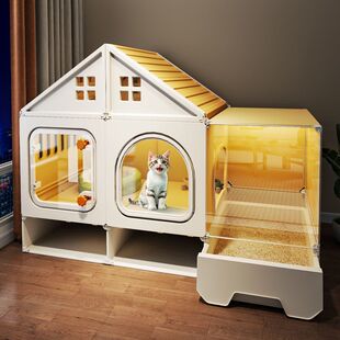 2026猫别墅一体室内家用超大空间猫笼子全景豪华猫柜带厕所抽屉式