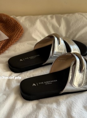 genfecor 软底拖鞋女外穿夏平底仙女风配裙子防滑一字拖凉拖鞋