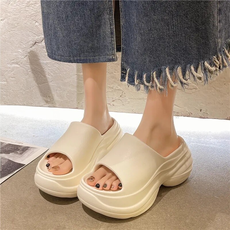 小个子增高 8CM 厚底拖鞋女夏季外穿海边沙滩凉鞋户外百搭凉拖鞋