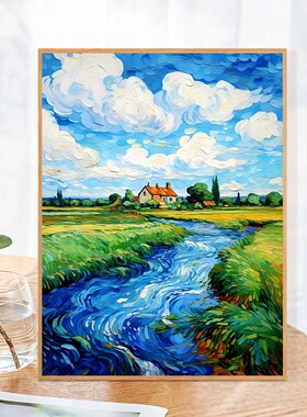 小村庄diy数字油画填色画