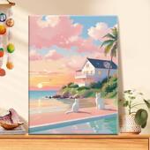 浪漫天空 diy数字油画手绘丙烯画手工填充填色风景丙烯治愈油彩画