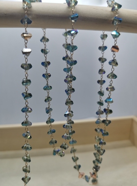 DIY链条 山海碎玉6mm三角灰绿古风步摇发饰链流苏手工链条