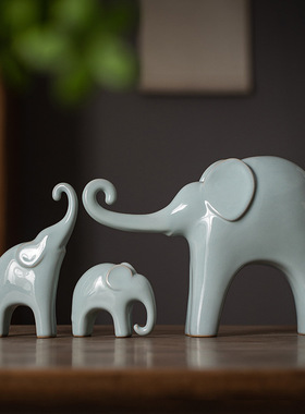 陶瓷大象摆件客厅酒柜办公