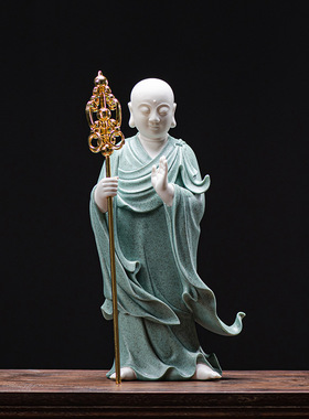 地藏菩萨佛像中式家居佛堂玄关家用供奉摆件陶瓷站立地藏菩萨像