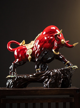 陶瓷红色大号牛客厅玄关办