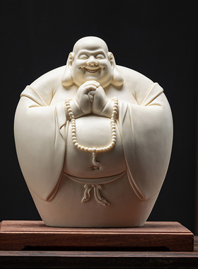 陶瓷大肚弥勒佛像白招财笑