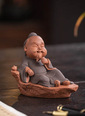 中式古风禅意历史人物茶圣茶宠摆件家居茶室茶道文化茶桌装饰