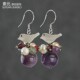 精致时尚 素元 紫水晶夸张耳环纯银韩版 OL水晶小鸟耳饰民族手工礼品