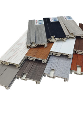 地脚线隐钉B6厘米加厚优质PVC墙角线纯白灰色直板竹木纤维踢脚线