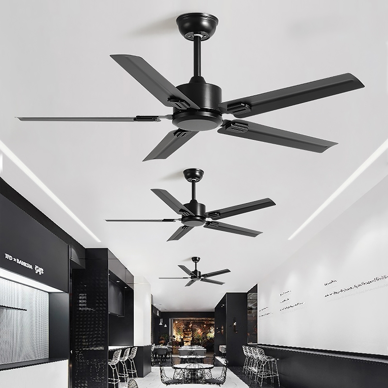 大风力黑色复古铜吊扇静音工业风灯电风扇餐厅客厅家用风扇商用无