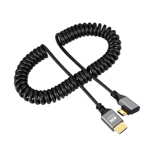 minihdmi伸缩弹簧线高清4K弯头迷你微型micro hdmi相机转接监视器