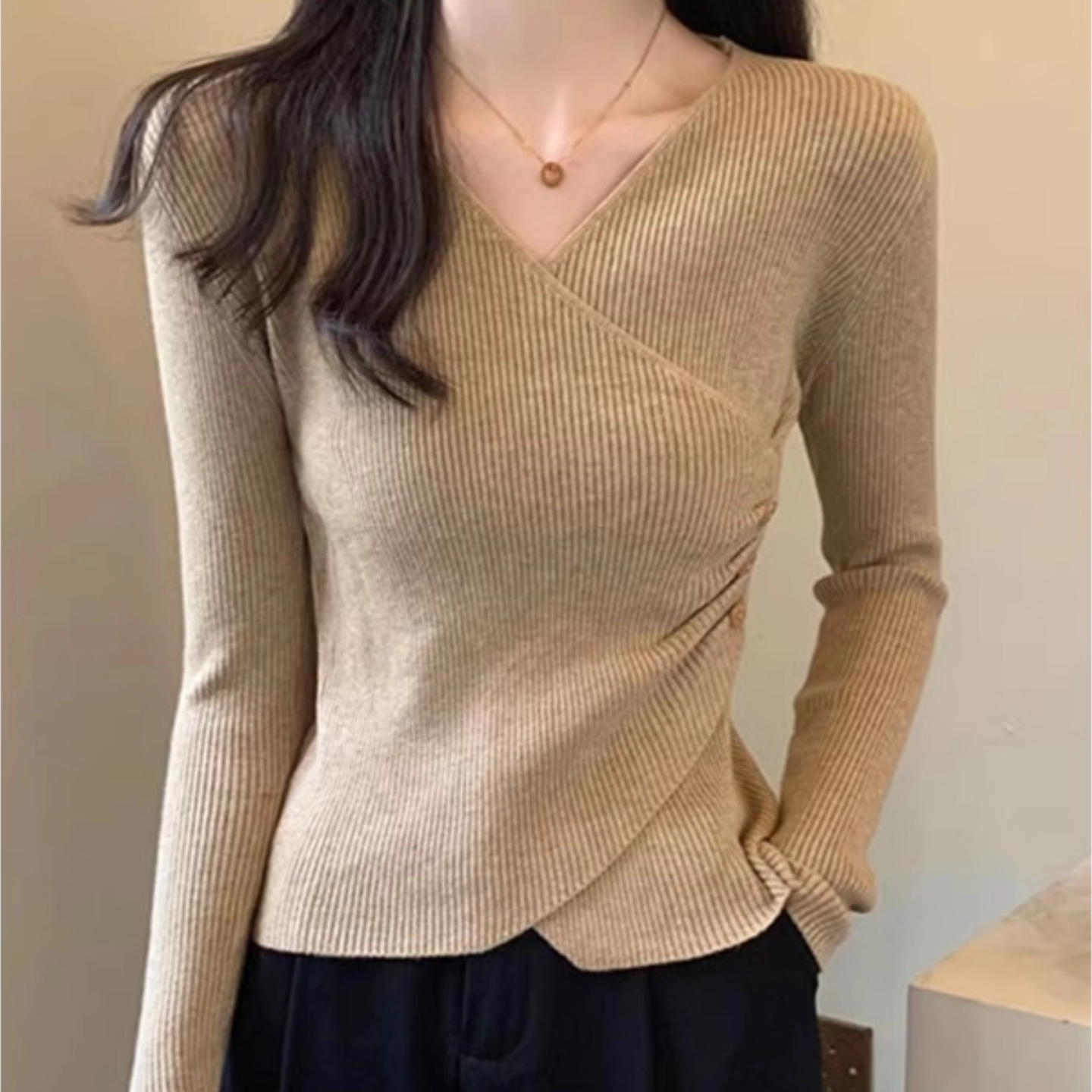 低领黑色打底衫女春秋初冬穿搭2025新款毛衣高级感内搭针织衫上衣,女装/女士精品,毛针织衫,淘宝优惠券,粉丝福利购,淘宝优惠卷