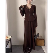 法式 初冬一整套高级感秋冬穿搭 深秋季 针织套装 连衣裙子女2025新款