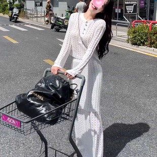 小香风套装 针织衫 裙女秋季 显瘦长袖 高腰半身裙两件套 气质修身 法式