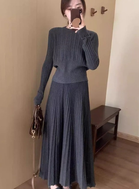 女装2025新款针织连衣裙子早秋季miu韩系穿搭一整套装高级感长裙