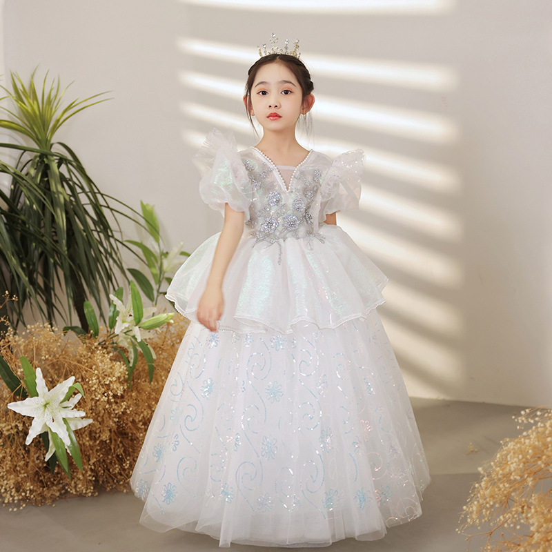 九岁走红毯女儿童生日派对晚礼服小孩子晚会主持人钢琴独唱公主裙