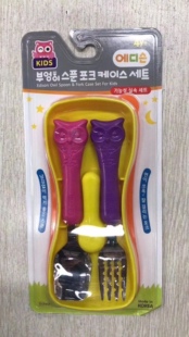 韩国进口爱迪生儿童卡通餐具叉勺套装不锈钢餐具含餐具盒 4款可选