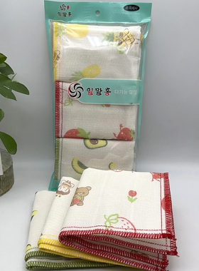 韩国BRH 3P水果印花纱布抹布不沾油洗碗布百洁布厨用灶台擦锅吸水