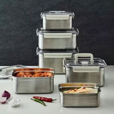 韩国乐扣不锈钢保鲜盒食品级冰箱专用密封盒饭盒泡菜盒锁鲜防串味