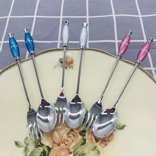 韩国进口 SMF 带钻咖啡勺水果叉收纳桶糕点勺搅拌勺冰淇淋勺 多色