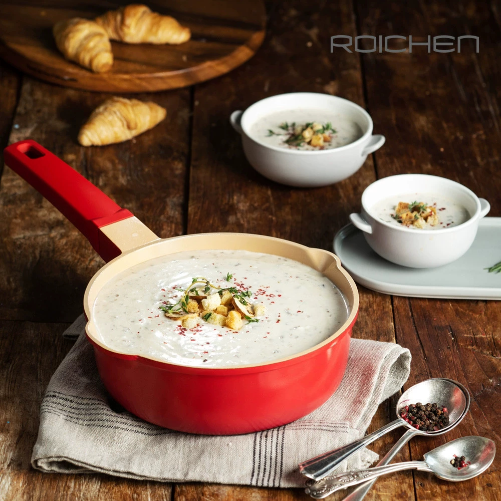 韩国进口ROICHEN不沾锅一锅多用炖/炒/煎/炸26CM/20CM电磁炉两用