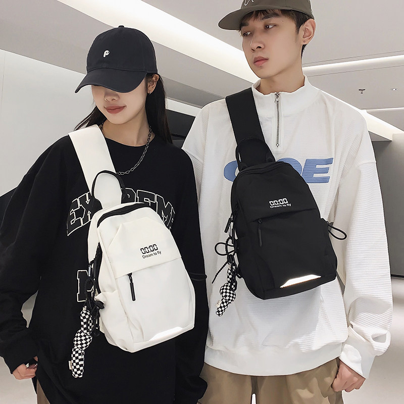 斜挎包女ins潮胸包简约潮牌工装斜肩包男休闲韩版单肩包学生背包