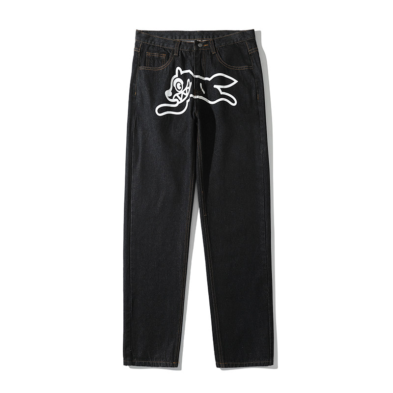 秋季百搭bbc 飞狗牛仔裤嘻哈美潮浆洗直筒宽松牛仔休闲长裤男款