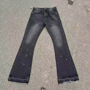 Far archive水洗泼墨流苏破坏微喇牛仔裤男vibe小众立体剪裁长裤