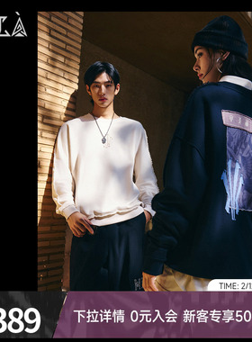 安踏凯里欧文Hela潮流美式休闲卫衣男款宽松圆领套头正品黑色上衣