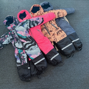 专业加厚儿童连体滑雪服男女童滑雪套装防水风抗寒-30东北雪乡