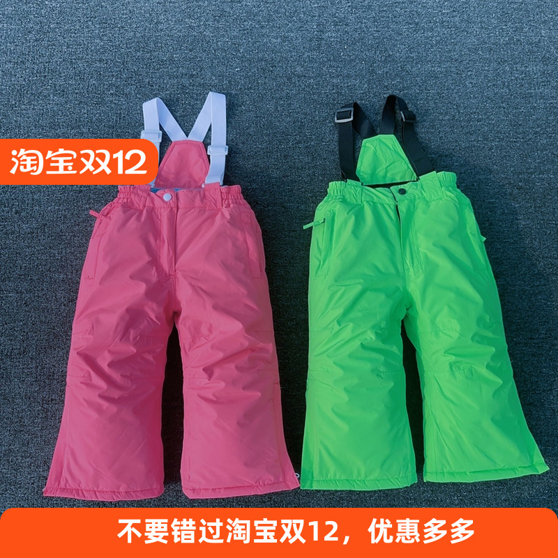 特价清仓外贸原单小童大滑雪裤儿童雪裤背带加棉加绒加厚保暖防水