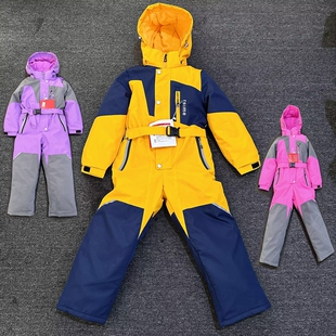 儿童滑雪服男童连体专业防水滑雪衣装备男女童宝宝滑雪裤儿童套装