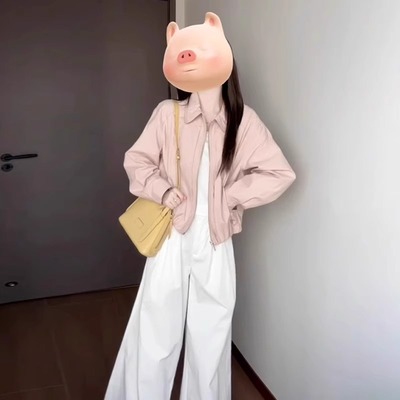小个子粉色夹克外套女款春2025