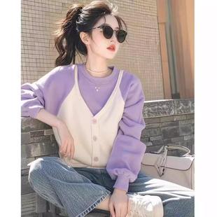 假两件卫衣女款2026新款春装爆款时尚洋气超好看独特漂亮长袖上衣