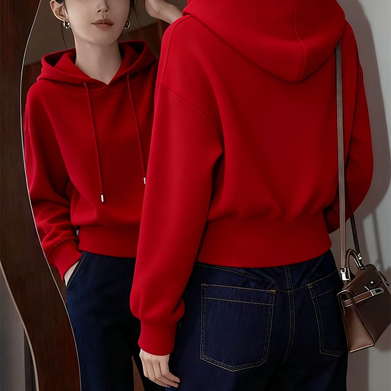 新年红色连帽卫衣女慵懒高级感休闲上衣2026冬季新款今年流行爆款,女装/女士精品,大码内搭,淘宝优惠券,粉丝福利购,淘宝优惠卷