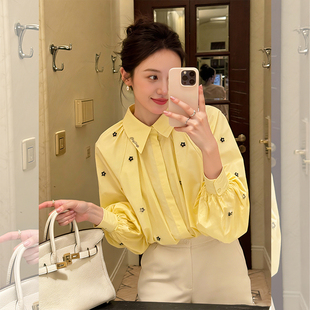 衬衫 2026春季 高级感轻奢减龄显瘦百搭长袖 淑女风泡泡袖 上衣女 新款