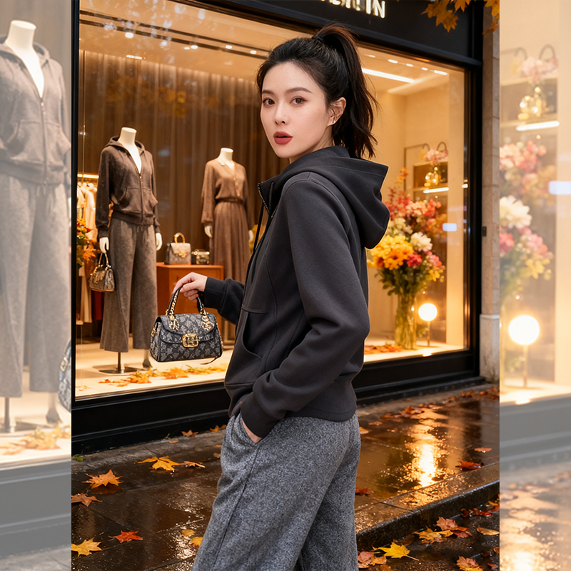 【赠送运费险】连帽双拉链卫衣女