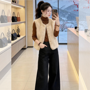 毛毛马甲外套女冬季宽松百搭外穿保暖皮毛一体坎肩羊羔毛绒马夹