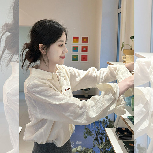 【赠送运费险】长袖亚麻衬衫女装