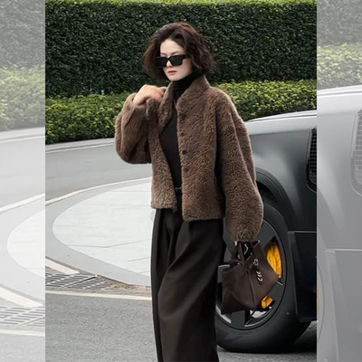 【赠送运费险】独特羊羔毛毛外套