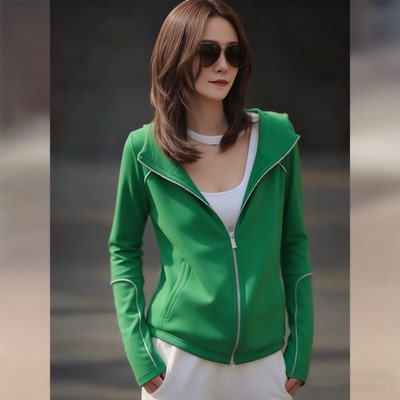 【赠送运费险】绿色连帽长袖卫衣