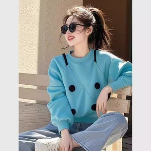 波点卫衣春装女款2026新款爆款时尚洋气超火独特漂亮假两件上衣潮
