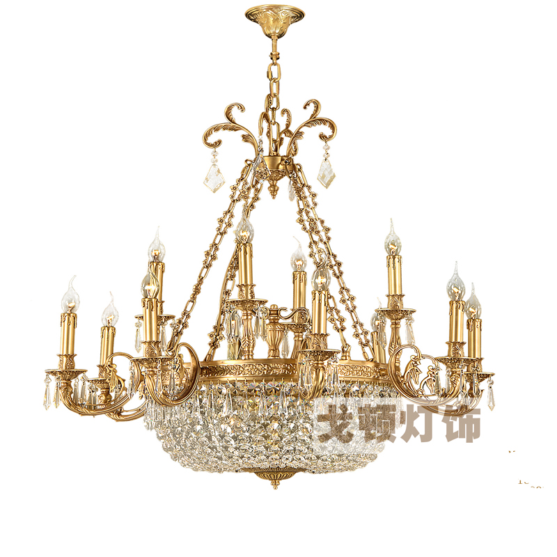 法式全铜k9水晶吊灯复古艺术卧室
