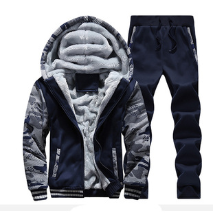 迷彩卫衣套装男士加绒加厚2025新款秋冬装连帽外套休闲运动两件套