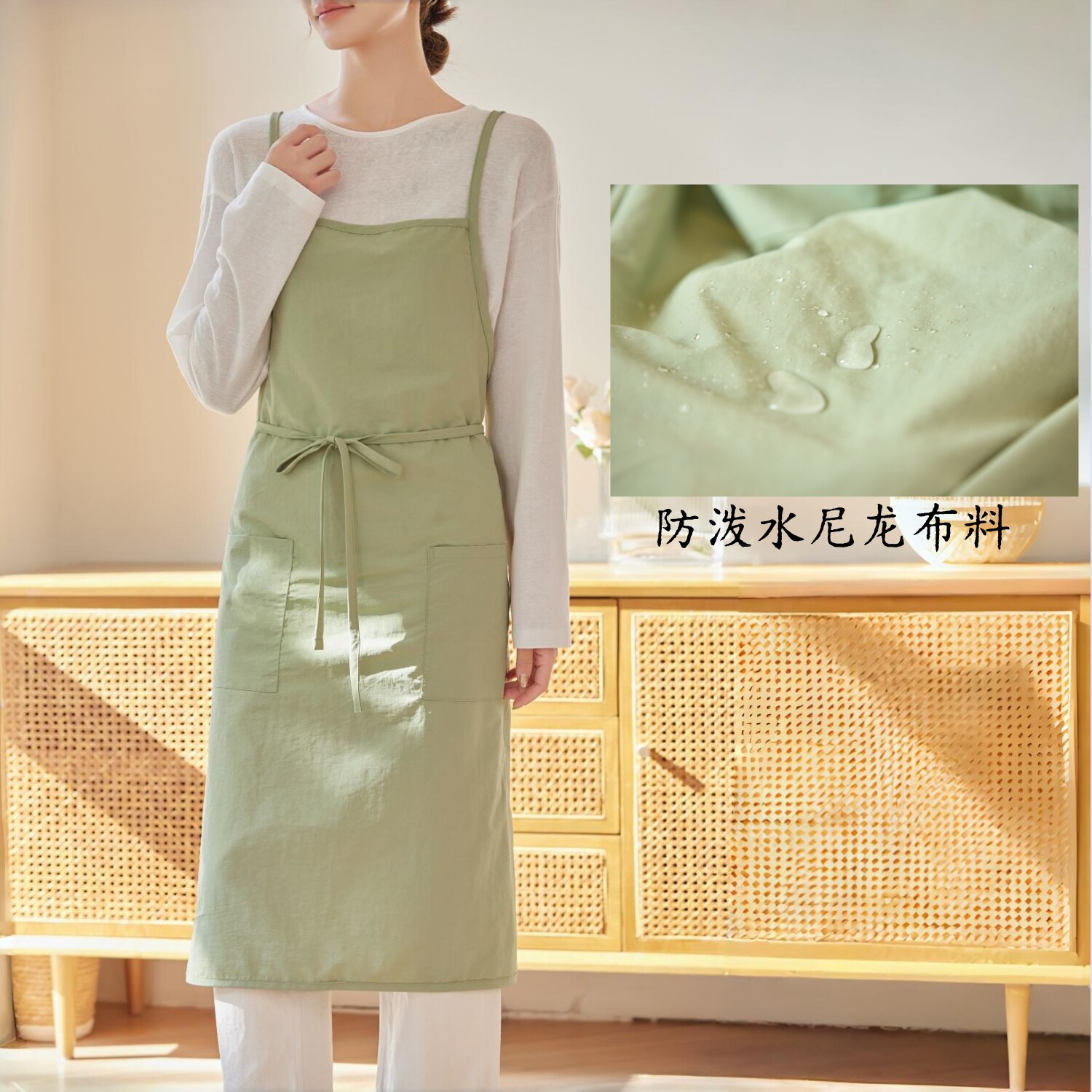 防水防油厨房画画印字韩版日本围裙家用工作服务美甲花艺面包奶茶