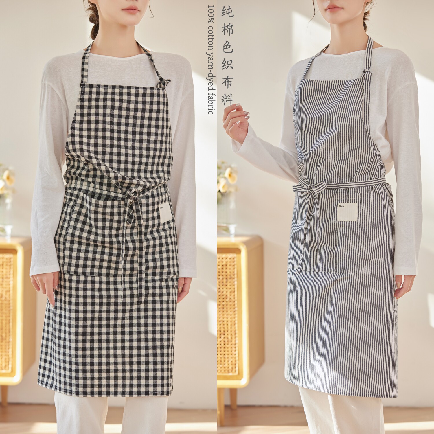 纯棉日本韩国围裙工作服烘培花艺日式定制logo印字画高级年轻新款
