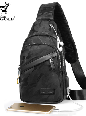 彬澳袋鼠男士胸包休闲斜挎包牛津布时尚小背包胸前单肩包韩版男包