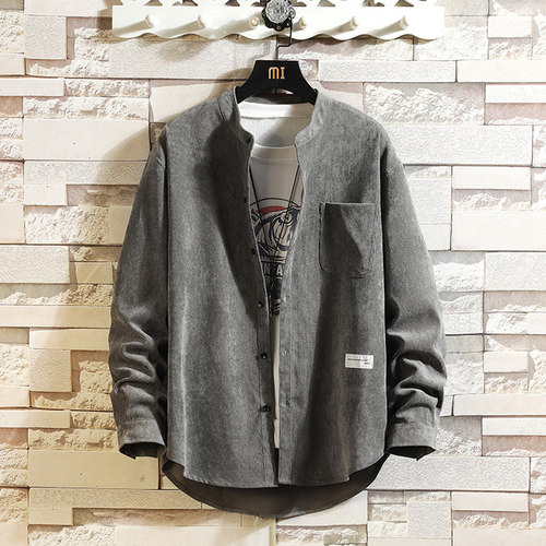 灯芯绒长袖衬衫加绒加厚外套衬衣