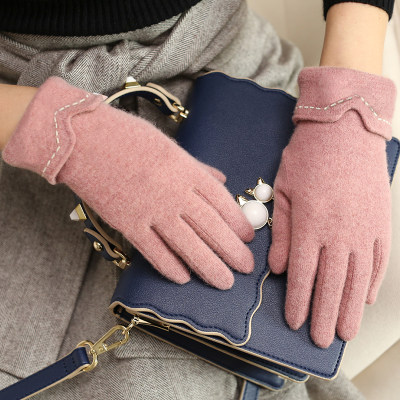 韩版骑车纯色手套柏拉莉欧羊毛女