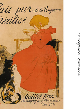 1894年法国Guillot兄弟乳业复古海报 法国T.Steinlen 餐厅装饰画